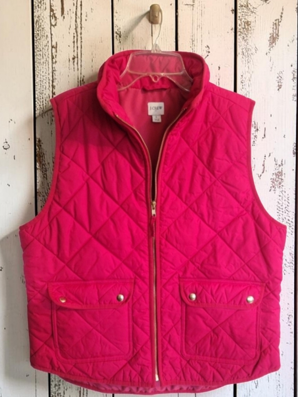J.Crew Excursion Quilted Puffer Vest Vibrant Hot Pink / Magenta Women's Size L